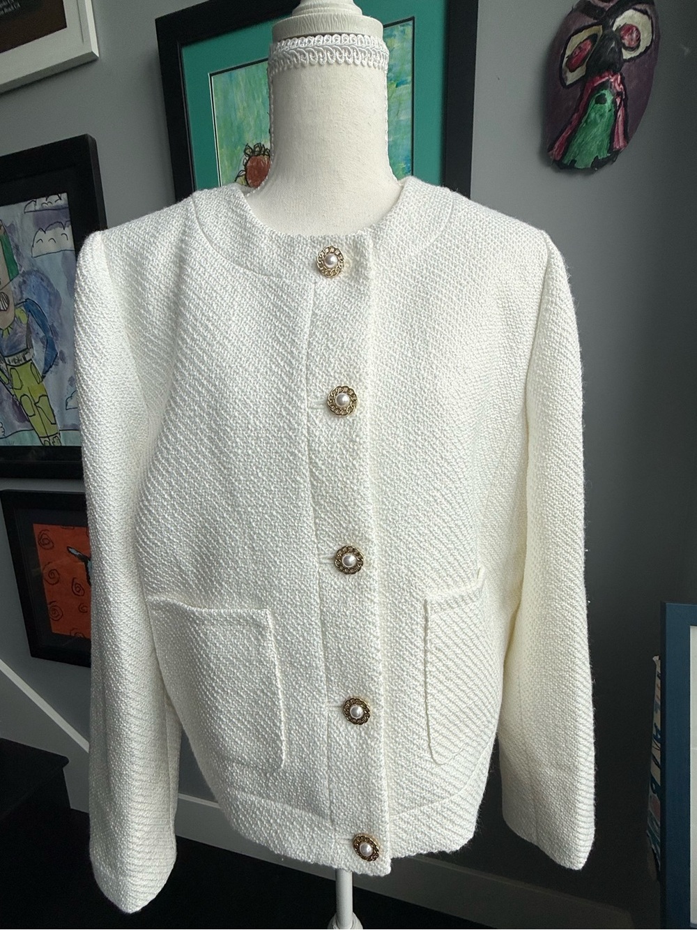 J Crew White Textured Women's Jacket